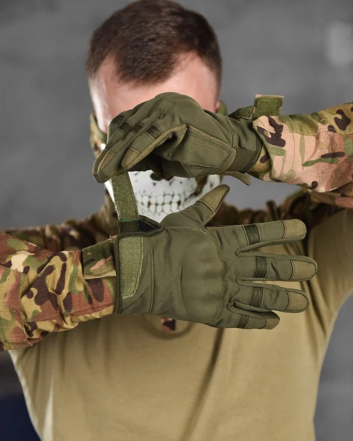 Перчатки тактические зимние Softshell олива, сенсорные