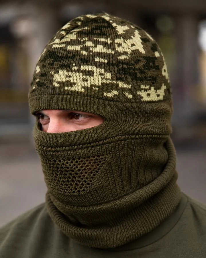 Шапка-балаклава в’язана піксель ВТ7614