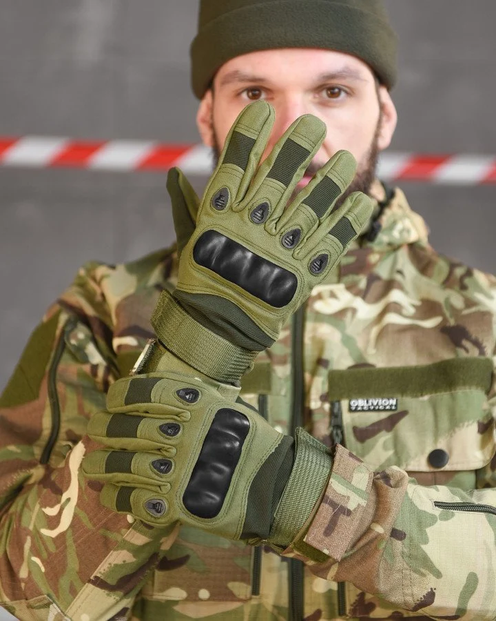 Перчатки тактические хаки TACT ВВ6523 с защитой костяшек