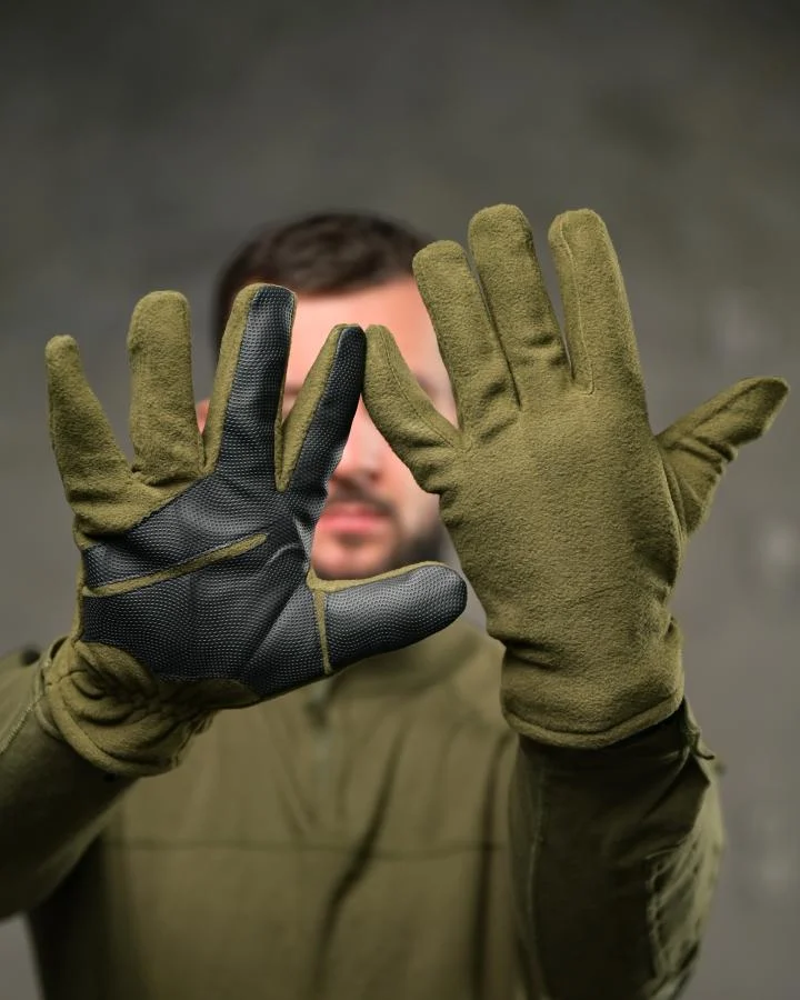 Утепленные тактические перчатки Fleece олива ВТ4751