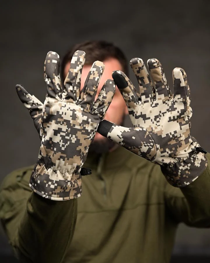 Тактичні рукавички softshell coyote піксель ВТ4742