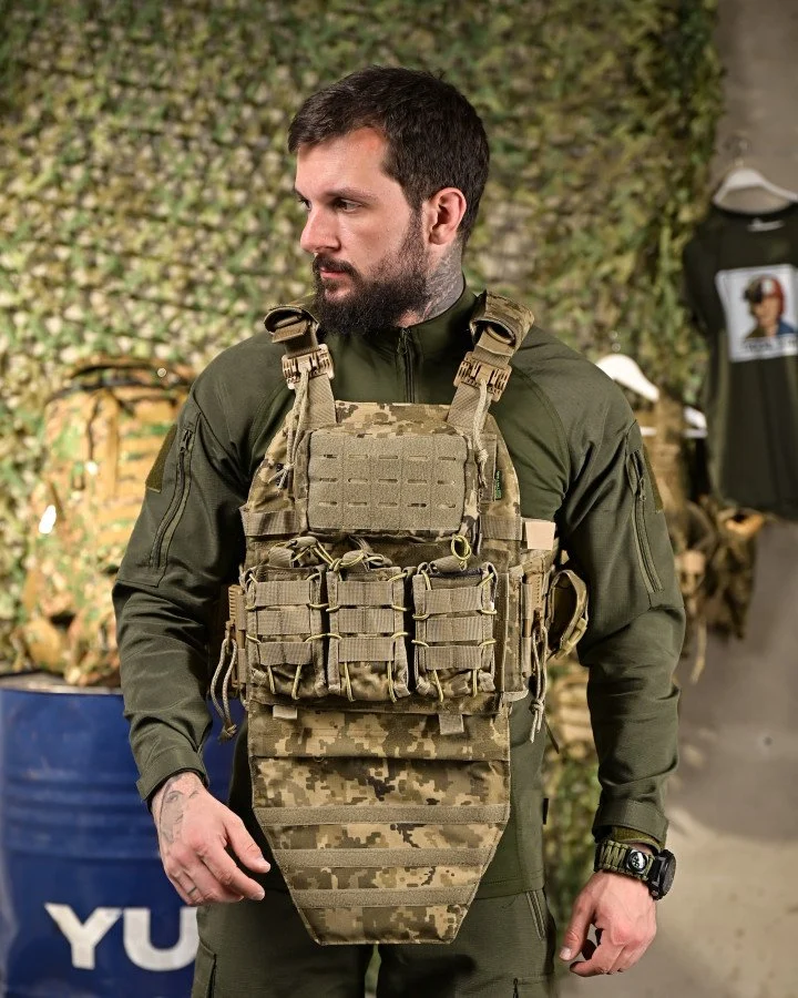 Плитоноска 4 швидких скидання з наплічником Cordura піксель ПП4632