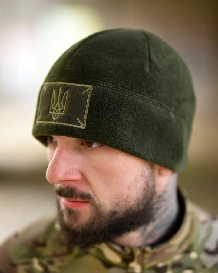 Флісова шапка Герб олива