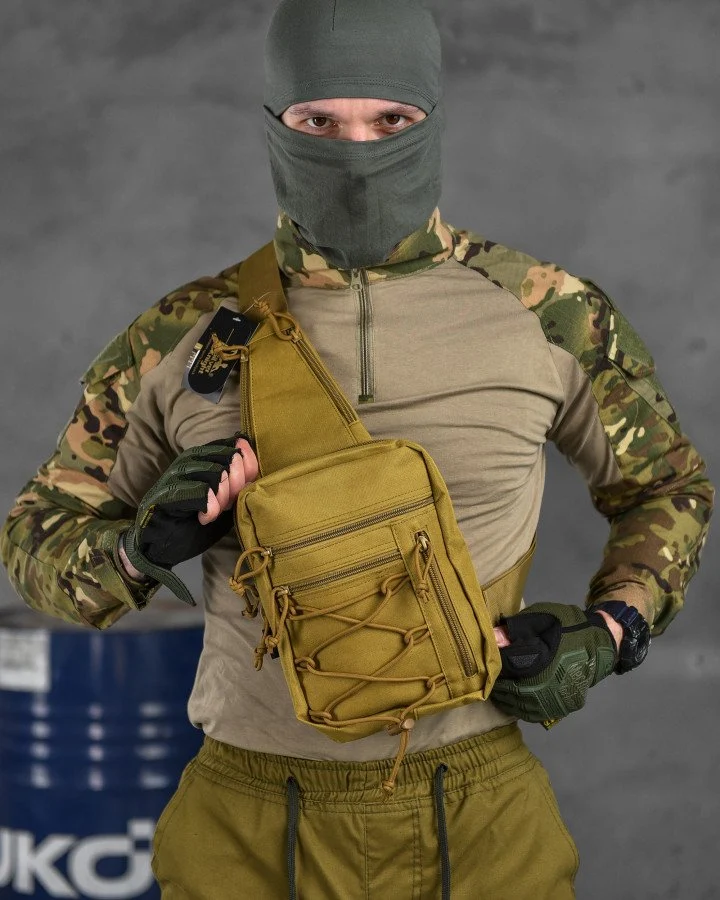 Сумка-слінг тактична з однією лямкою SILVER KNIGHT койот